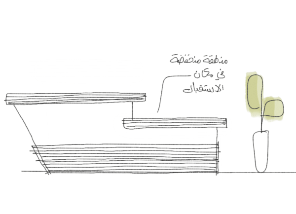 صورة لمكتب استقبال يحتوي على منطقة منخقضة